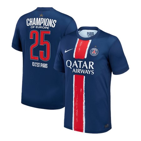 Men's CHAMPIONS #25 PSG Home Replica Soccer Jersey 2024/25