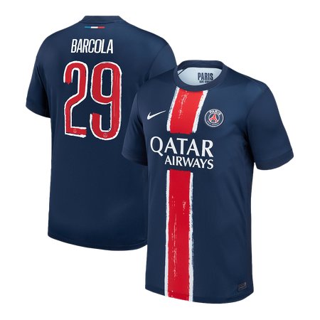 Men's BARCOLA #29 PSG Home Replica Soccer Jersey -UCL 2024/25