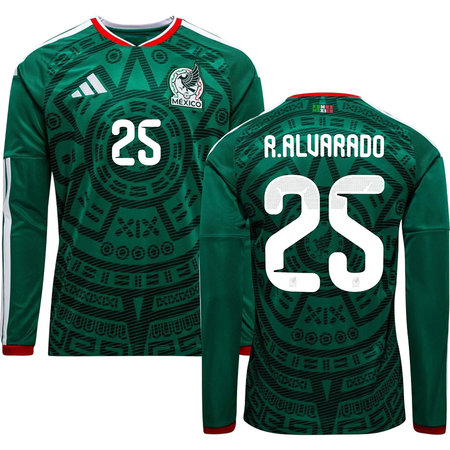 Men's R.ALVARADO #25 Mexico Home Replica Long Sleeve Jersey World Cup 2026