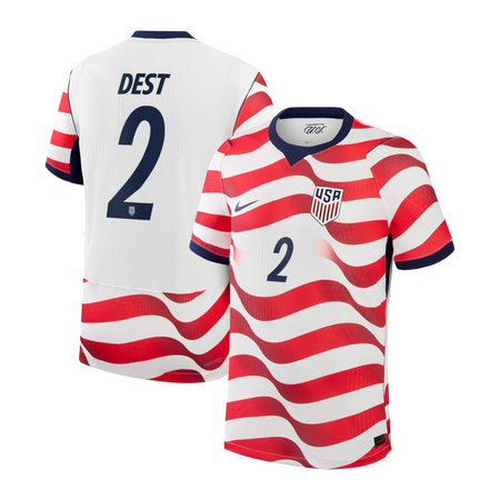 Men's Sergiño Dest #2 USA Home Match Authentic Jersey World Cup 2026