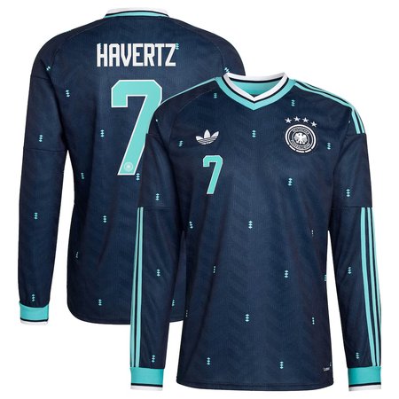 Men's Kai Havertz #7 Germany Away Replica Long Sleeve Jersey World Cup 2026