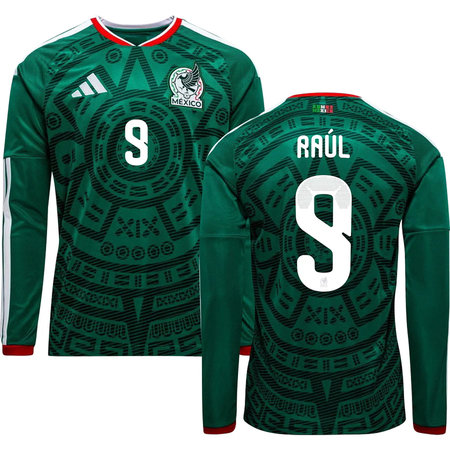 Men's RAÚL #9 Mexico Home Replica Long Sleeve Jersey World Cup 2026