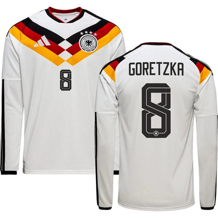Men's GORETZKA #8 Germany Home Replica Long Sleeve Jersey World Cup 2026