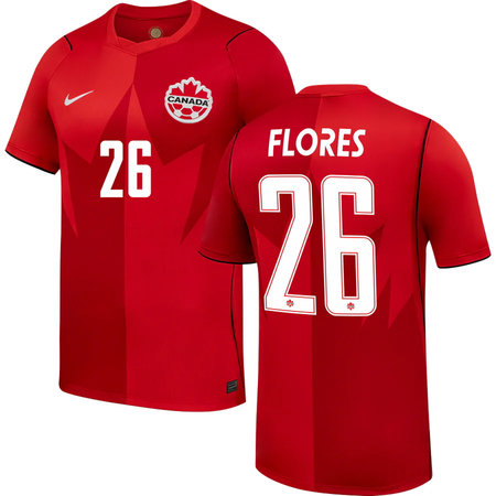 Kid's FLORES #26 Canada Home Replica Jersey World Cup 2026