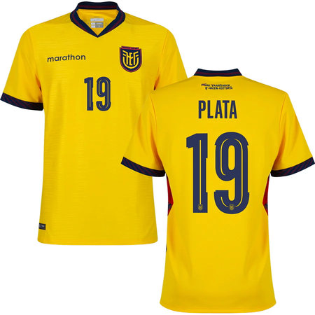 Kid's PLATA #19 Ecuador Home Replica Jersey World Cup 2026
